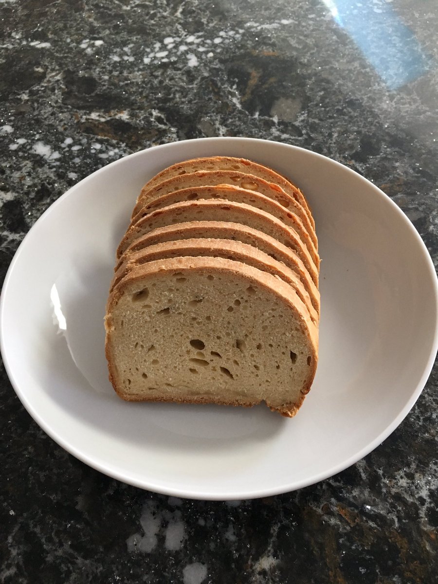 YVRCreativeBUZZ's tweet photo. So it is not tragic. My first attempt at bread making has yielding a dense biscuit tasting โloafโ that appears more like a sponge than bread. Will need toasting. Overall...a success! ๐Will work to improve recipe next time! #ILoveSpringbreak https://t.co/W7kOHO8jYC