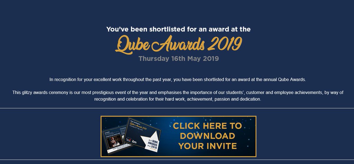 LoveLearning81's tweet photo. We are delighted to have been shortlisted for "Traineeship Employer of the Year" with @QubeLearning
It has been a pleasure working with Qube, and we have been delighted to turn 78% of these Trainees into Entertainer team members in 2018.
We are looking forward to the awards! https://t.co/ogOjreA6mu