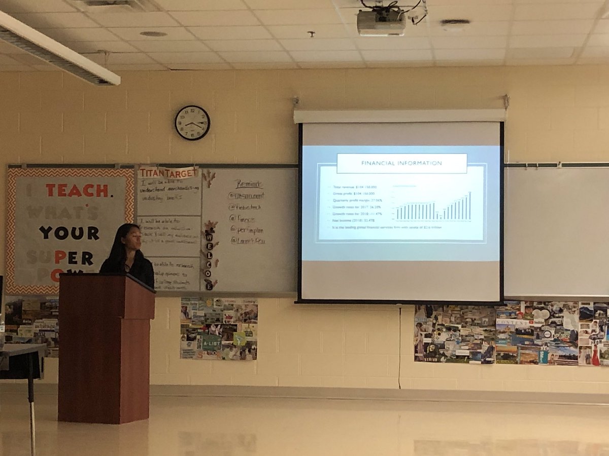 UHSAOF's tweet photo. Great job to our seniors on their presentations for the Company Comparison projects! Very interesting to hear them compete along with their research on their stock! #successfulstocks #futuresoffinance https://t.co/wAEQ8281ge