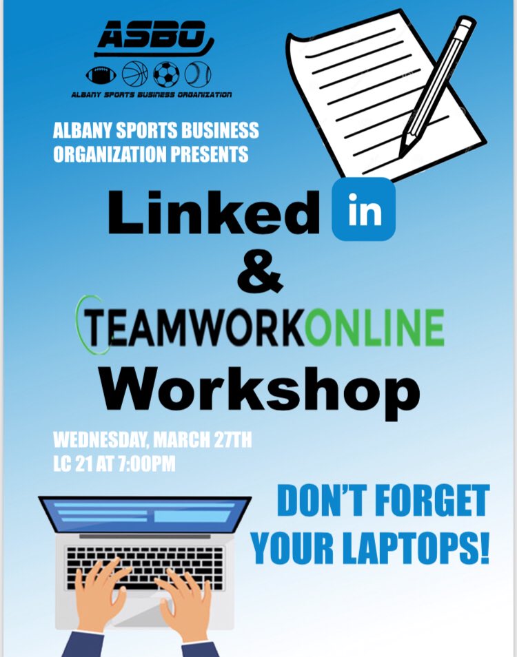 UAlbanyASBO's tweet photo. Not sure if your LinkedIn/TeamworkOnline profile is at its best? ASBO can help with that! Tonight at 7 in LC 21! https://t.co/Fq1Vz64cz8