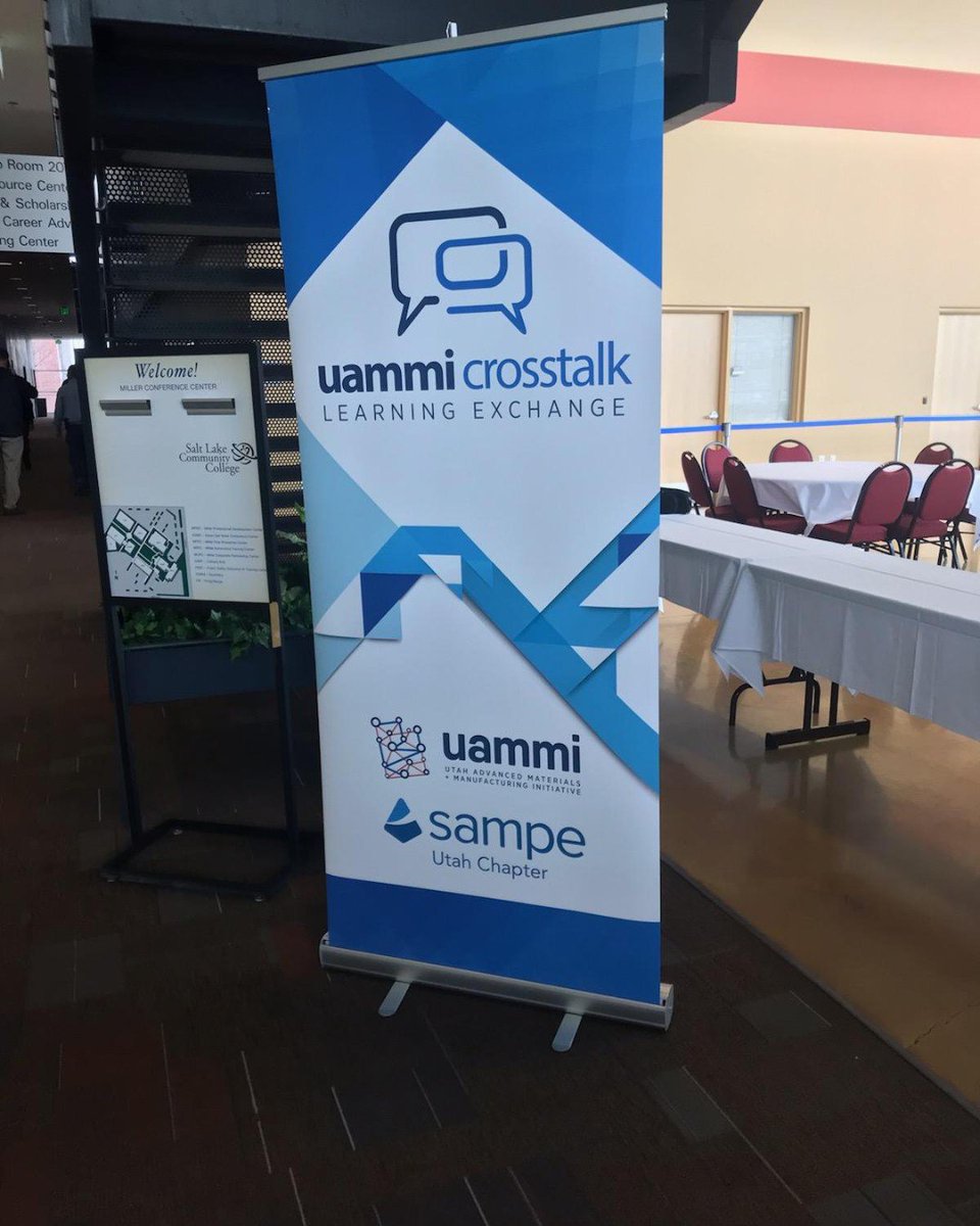 SAMPE's tweet photo. See the SAMPE Utah Chapter and Utah Advanced Materials & Manufacturing Initiative at the #UAMMI CrossTalk Conference happening today. Unique industry insights have developed - be on the lookout for #BTS of the 14th Annual Wasatch Front Materials Expo happening later on today. https://t.co/XlaC2LnOpN