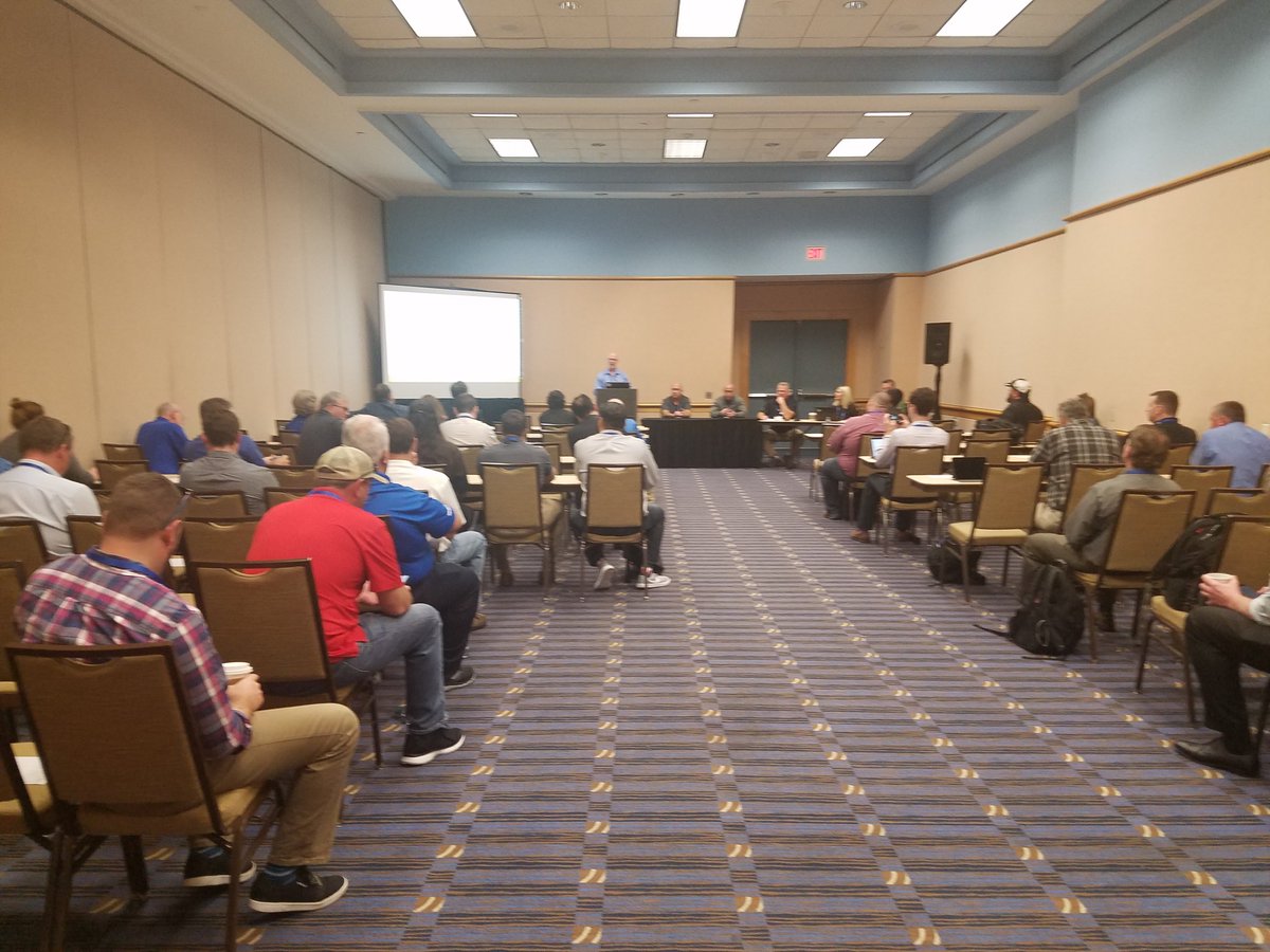 Opvantek's tweet photo. Informative panel on the "Use of Predictive Analytics or Machine Learning to Prevent Damage" today hosted by @Opvantek A big THANK YOU to all who attended. Who thought we could get such a great turnout so late in the day! #CGAExpo19 https://t.co/xXzc8VmEmx