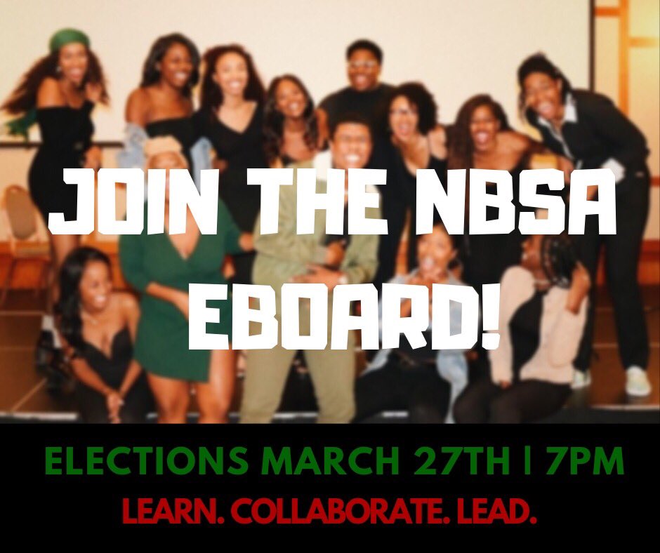 TheNBSA's tweet photo. Make sure to come out for NBSA elections tonight!! Vote for our next generation of leaders ✨ https://t.co/X32RiHg58j