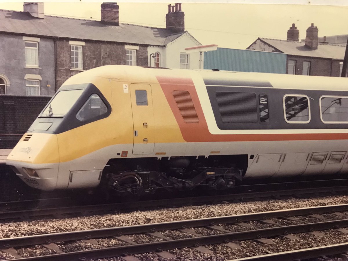 2112NickSmith's tweet photo. On 15th May 1984, APT Driving Trailer Second no. 48103, is seen standing in platform 1 at Stafford station. This was a test train from Crewe - London Euston, which was aborted at Stafford. @RailwaysToday @InterCityRlySoc #classictraction #trainspotting #advancedpassengertrain https://t.co/gUR07OyiZP