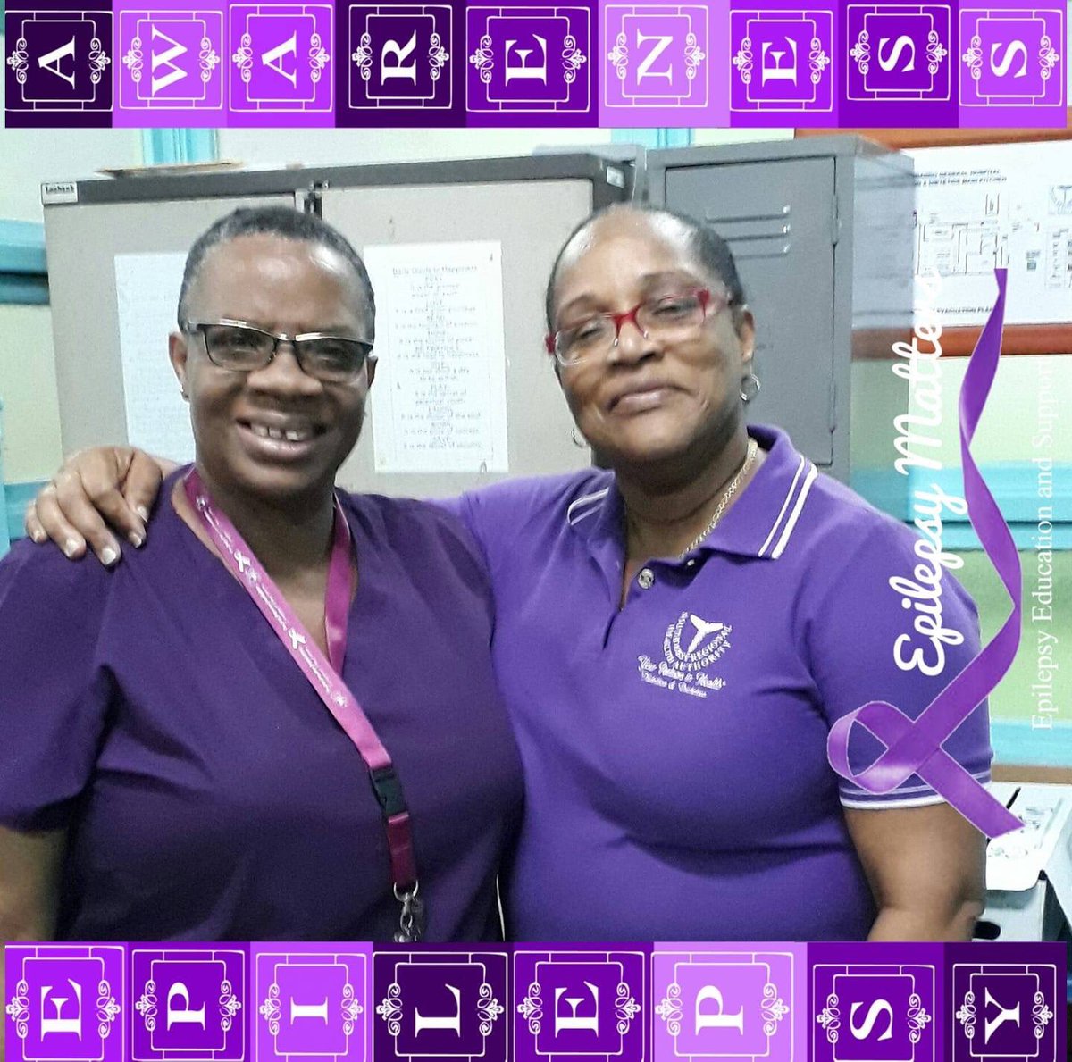 Seizure_Support's tweet photo. Yaaaaaaaaassssss! 
These beautiful ladies of the SWRHA are pretty in purple as they show support for epilepsy awareness. 
💜💜💜
#kickingitpurple #epilepsyawareness #eachonereachone #eachoneteachone #knowbetter #dobetter

@MOH_TT https://t.co/imp15kP2XN