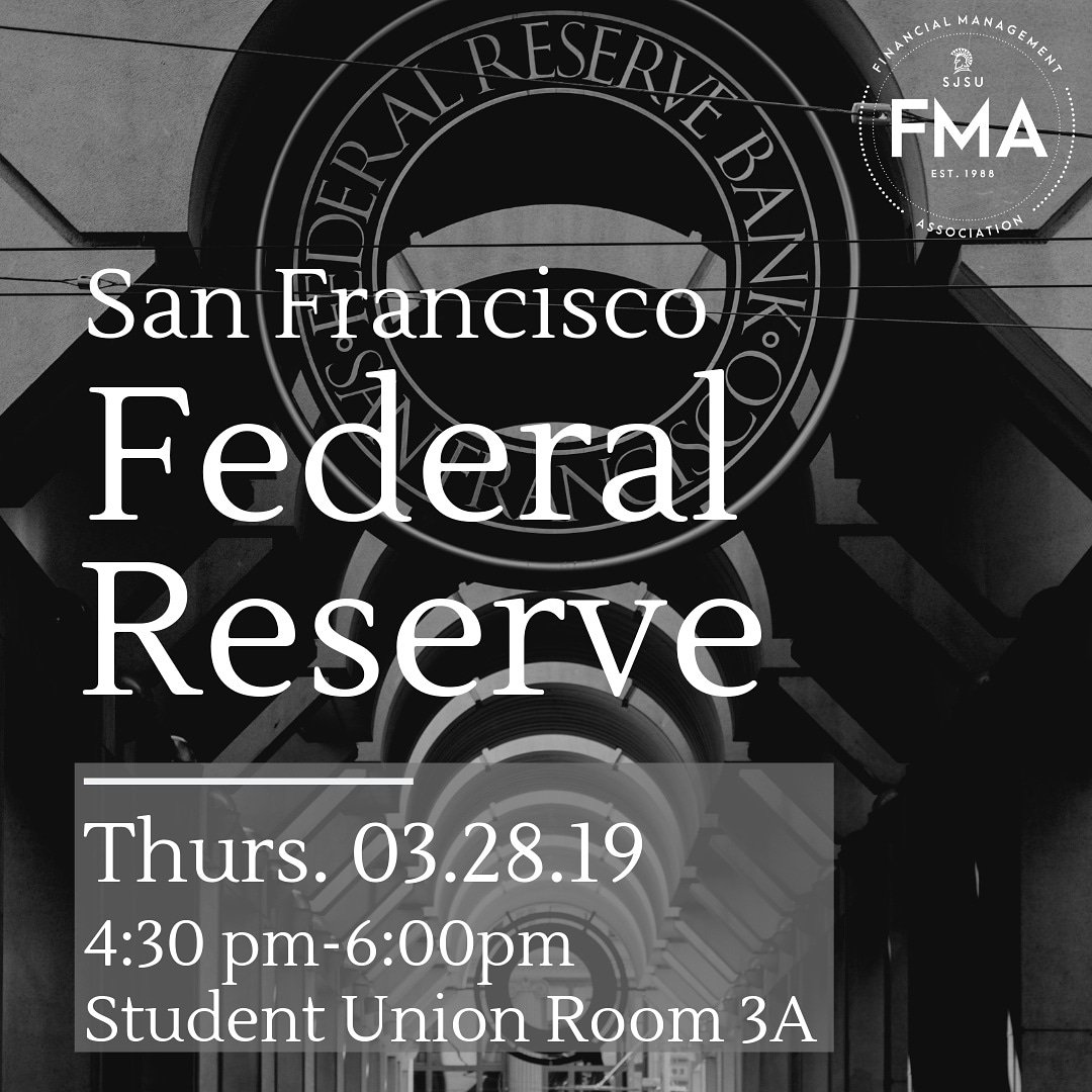 fmasjsu's tweet photo. Before you leave for Spring Break, stop by for one last meeting!
.
📅: Thurs, March 28
🕟: @ 4:30pm 
📍: SU 3A
.
See you there! 
.
#fma #fmasjsu #business #comethrough #sanfranciscofederalreserve #bank #happyspringbreak https://t.co/GO32gxMKPz