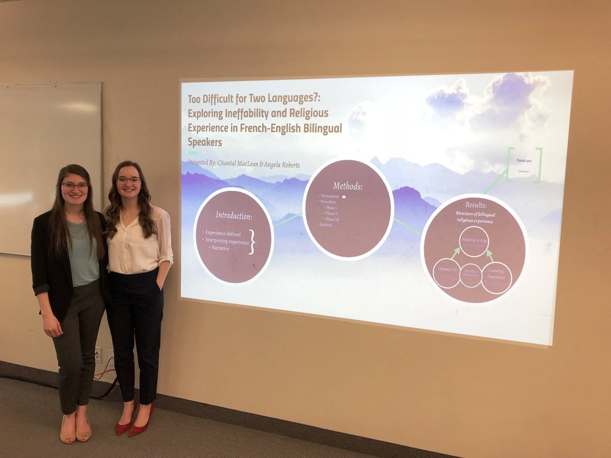 SocialScienceAU's tweet photo. Congratulations to senior BHS students Chantal &amp; Angela on a phenomenal presentation at the Ambrose Research Conference today!  They've worked hard for a year on their independent research project under the supervision of Dr. Jim Cresswell.
#thisisAmbrose #thisisBHS https://t.co/5YpzMZCycl