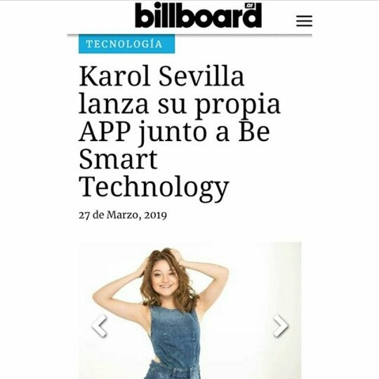 labanda_dekarol's tweet photo. "Karol Sevilla lanza su propia aplicación junto a Be Smart Technology 🎉 ya es parte de los 50 artistas latinos que han firmado con la plataforma (@BillboardArg) ❤ @karolsevilla https://t.co/GE4AEZtmcN