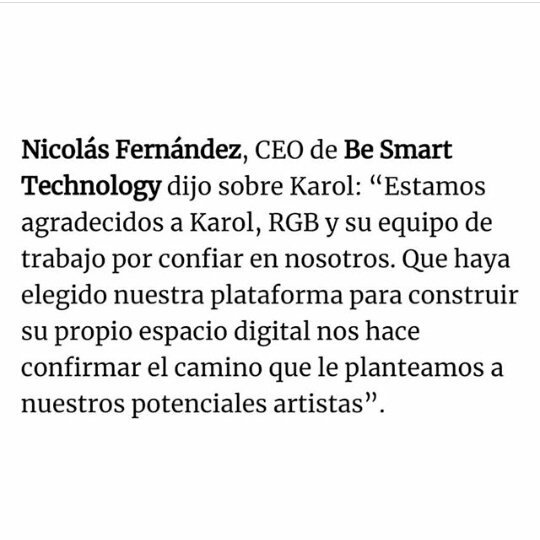labanda_dekarol's tweet photo. "Karol Sevilla lanza su propia aplicación junto a Be Smart Technology 🎉 ya es parte de los 50 artistas latinos que han firmado con la plataforma (@BillboardArg) ❤ @karolsevilla https://t.co/GE4AEZtmcN