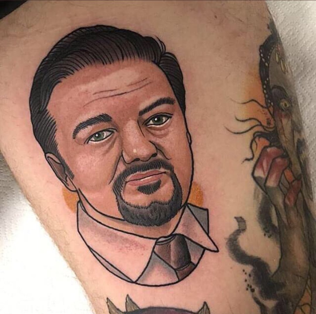 CrapTats's tweet photo. Just watched #Humanity @rickygervais, nearly as good as this tattoo.
#craptats #RickyGervais #LovingYourWork #INK #tattoo https://t.co/SGTWwDXrC1