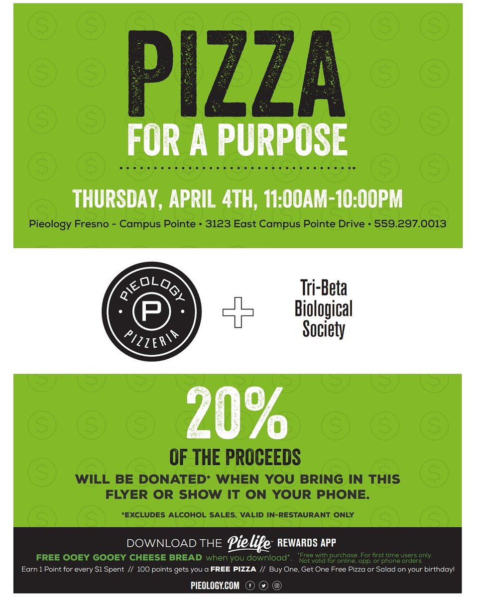 FS_Biology_Club's tweet photo. Our next fundraiser will be April 4th. Please spread the word and come support us! It will be at Campus Pointe from 11am-10pm. So go catch a movie and eat a pizza while you're at it 😁 https://t.co/fCHYbxhVIS