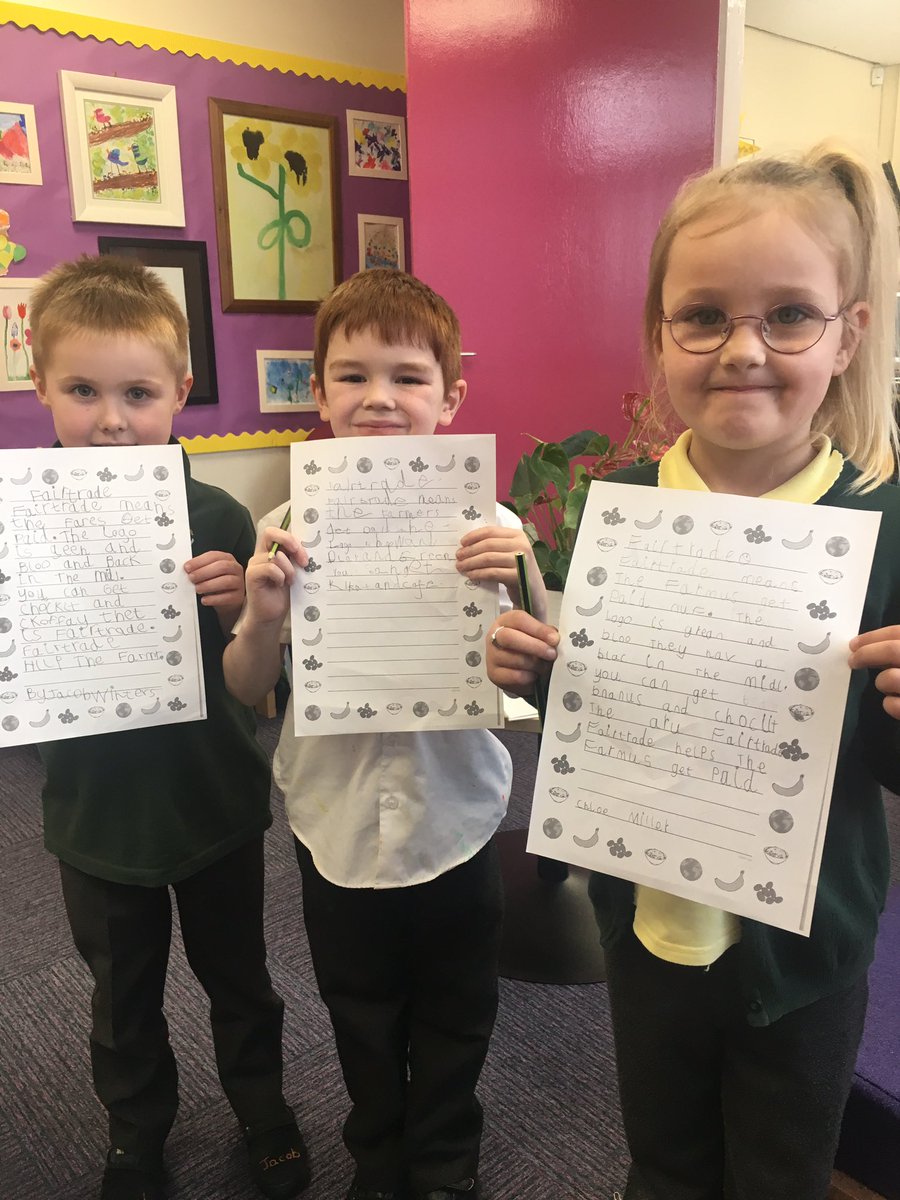 KnightsridgePr1's tweet photo. Look at this super report writing about Fairtrade by Chloe, Logan &amp; Jacob @KnightsridgePr1 @MissMuirKPS We are very proud of you, well done! 🌟🌟🌟 https://t.co/1YaVUNCK7c