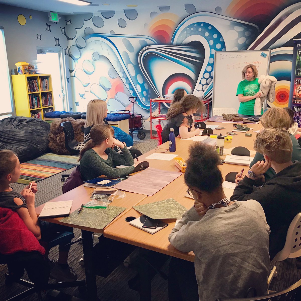 PopClassroom's tweet photo. Great group learning about world-building for fantasy and science fiction! Thank you to @sueduff55 and @rmfwriters for partnering with us on this workshop!
.
.
#popcultureclassroom #sciencefiction #fantasy #booknerd #bookstagram #bookshelf #denver #colorado https://t.co/zIQRp4vEdx