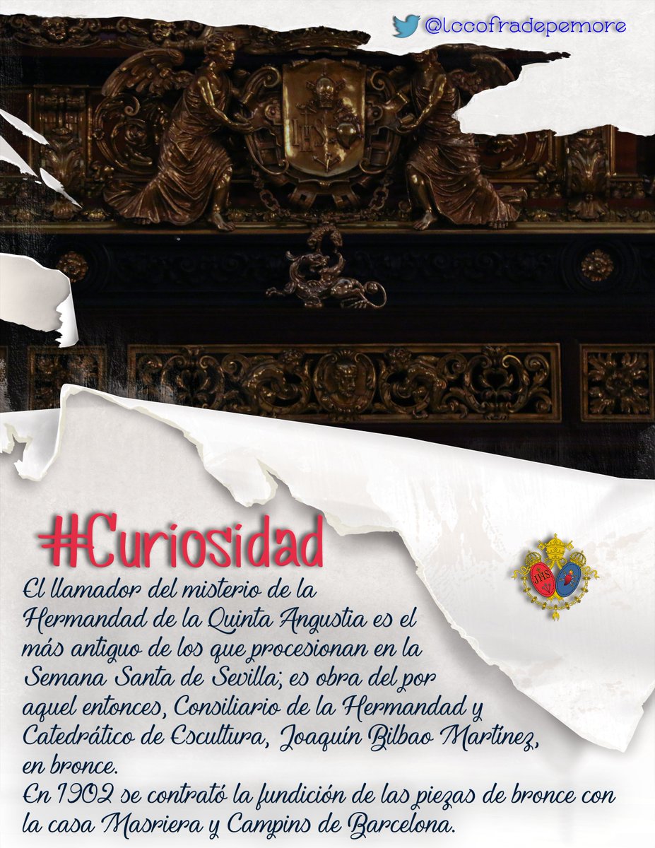 🔍 #Curiosidad • El llamador del misterio de la Hermandad de la Quinta Angustia es el más antiguo de los que procesionan en la Semana Santa de Sevilla.