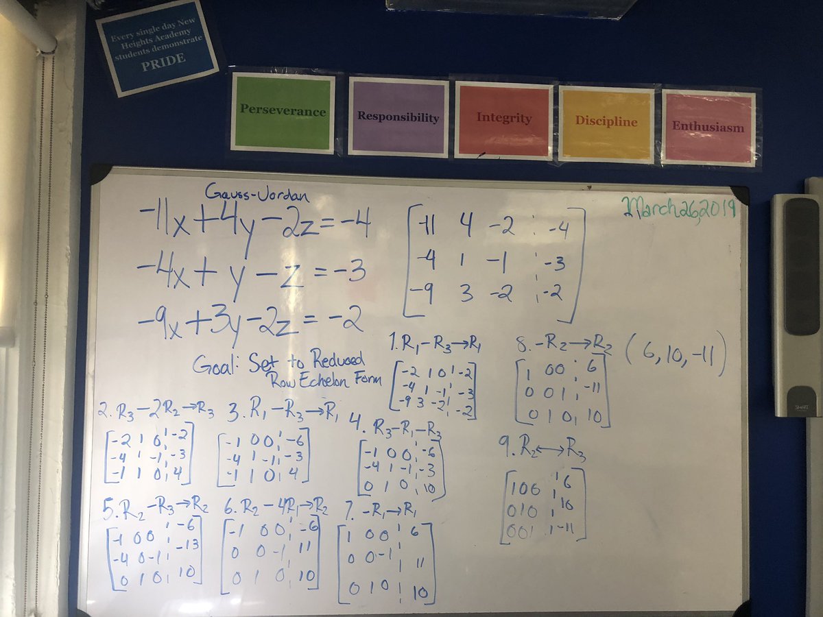 collinsnyc's tweet photo. Today’s beauty - one of my students co-taught my PreCalculus students Gauss Jordan Elimination, and then another student utilized what he learned from his peer to solve a novel problem...@chrisemdin’s #RealityPedagogy in full effect. #MfAProud #NBCStrong https://t.co/VteYxkVdje
