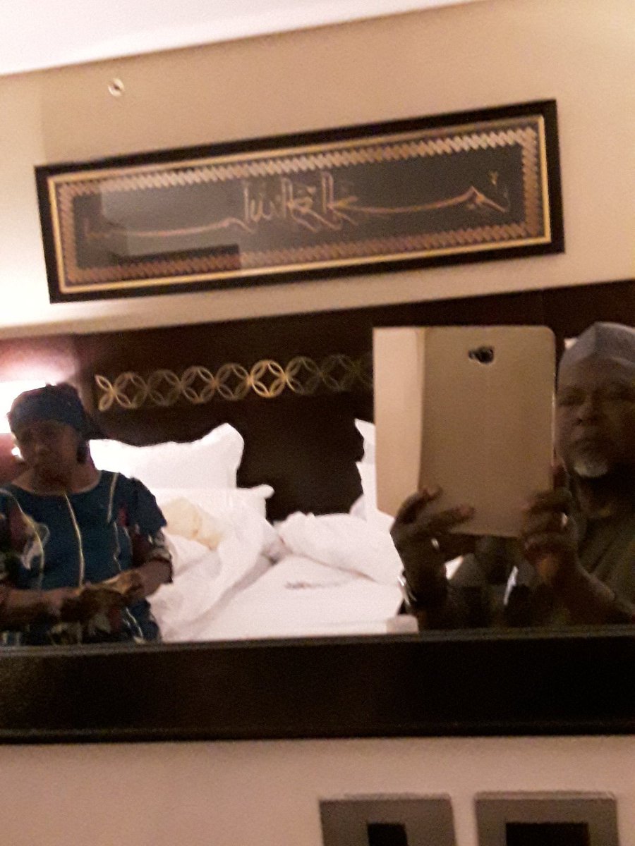 DemboUmar's tweet photo. Umaru Dembo and wife, A'i at Zamzam Pullman Hotel, Haram, Madinah. May Allah accept our ziyarah to Prophet Muhammad (SAW), AMIN. https://t.co/S9GGkAwbUB