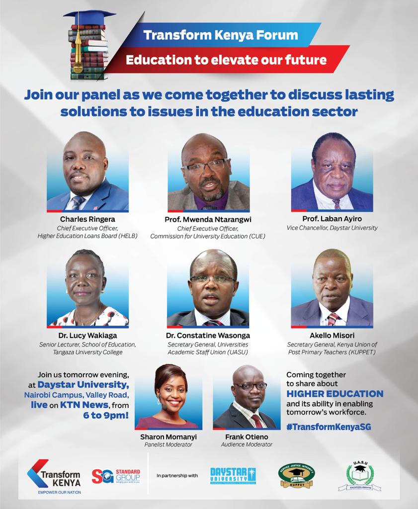 DaystarUni's tweet photo. Tune inn tonight. KTN News, 6pm-9pm
In the panel, @LabanAyiro1 
#transformkenyasg https://t.co/SFK36DiGdx