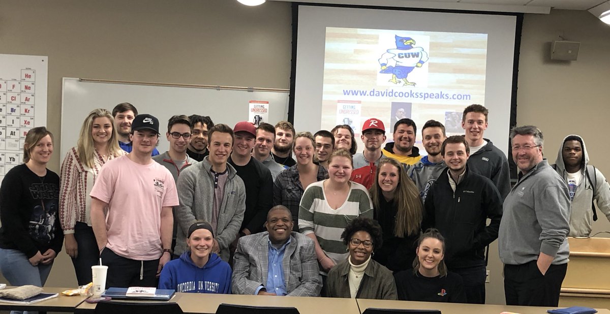 DanUnderberg's tweet photo. Thanks to @dcespeaks for sharing his powerful message with our sport & hospitality business students at @CUWisconsin tonight. My favorite quote: “I can tell the size of a person’s goal by what they are willing to sacrifice.” https://t.co/mK2kQFUX5C