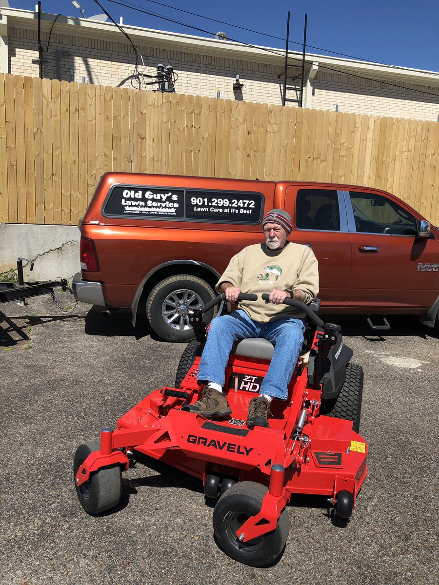CEC_Memphis's tweet photo. Old guys rule!!! But yeah “get off my lawn” is probably on the other side of the truck. Thanks Mr. Leanord for choosing CEC for you @GravelyMowers https://t.co/p8MlbKPvcW