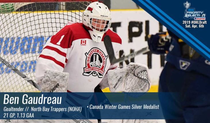 OHLHockey's tweet photo. 2019 #OHLDraft Prospect Profile:

Goaltender Ben Gaudreau of @NBDTHA is big, athletic, and technically sound between-the-pipes.

WATCH 🎥: https://t.co/hVOuLKtMyJ https://t.co/LBUcwpHGbH
