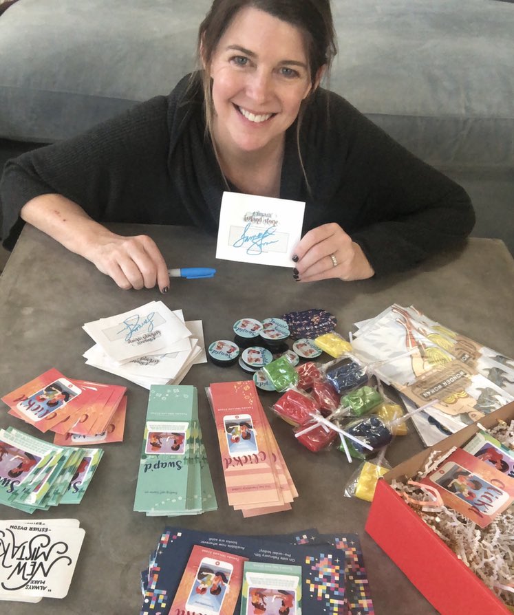 tamaraistone's tweet photo. Why am I smiling? Because I’m spending this rainy day building a bunch of #Swapd swag packs just for YOU. (P.S. Charli is *not* helping 🤣) Want one of your own? There’s still time (offer ends in 4 days)! Click here for details: https://t.co/KHgcpEMmdO #mglit https://t.co/GPu37zPr2D