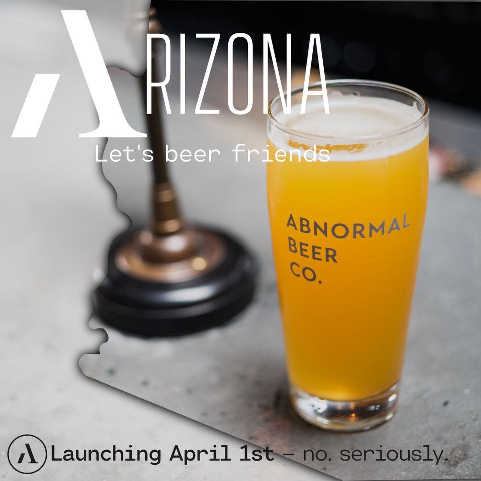 Abnormal Beer Co (@abnormalbeerco) on Twitter photo We’ve got more exciting news to share with you guys… We are expanding our distribution reach to ARIZONA! We have hopped on with Quail Distribution and we will be sending them LOTS of beer! Launching April 1st… #sdbeer in AZ We’ve got more exciting news to share with you guys… We are expanding our distribution reach to ARIZONA! We have hopped on with Quail Distribution and we will be sending them LOTS of beer! Launching April 1st… #sdbeer in AZ