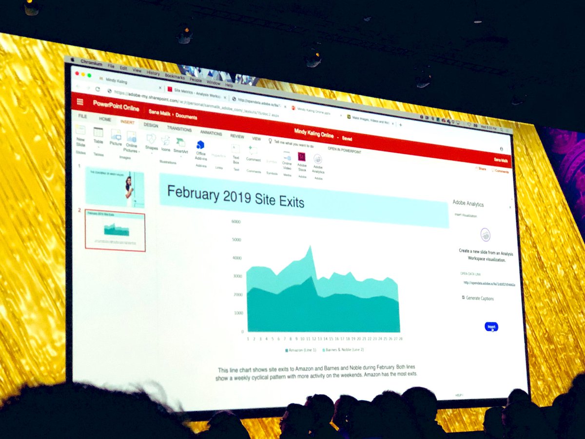 GoldieChan's tweet image. #DataUnbound - understanding insights and dropping those insights easily into #PowerPoint 🌸 📈#adobesneaks #adobesummit