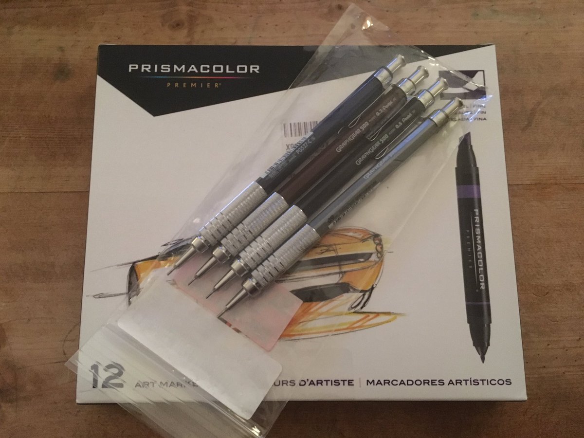 EBT1D's tweet photo. Got some new supplies. Thanks to @modernbaseballart for the recommendations! #art #drawing #draw #pencil #pentel #graphgear #markers #prismacolor https://t.co/YuIDFSbp9X