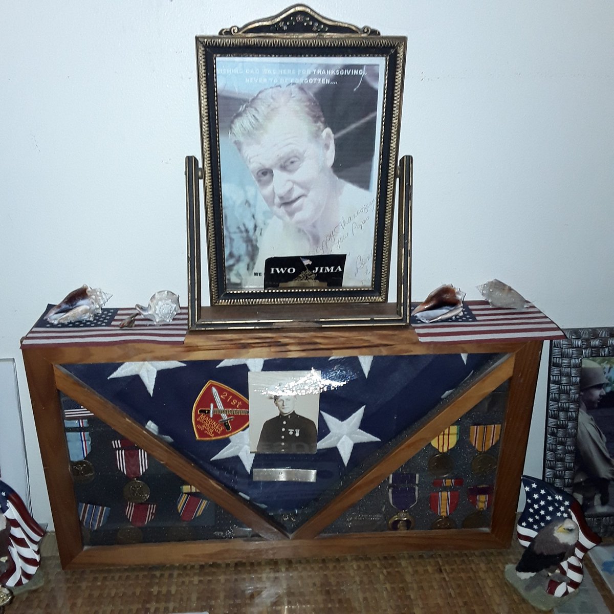 ValiantThorDon's tweet photo. @marthamaccallum saw you on fox news about the Iwo Jima story..My pops ALFRED G. KJOS  fought on Iwo Jima, Guam, Bouganville and Guadacanal. He was in the 3rd Marine Division 21st Regiment and he knew Ira Hayes who was the American Indian who helped raise the second flag on https://t.co/OMSxEtbBeZ