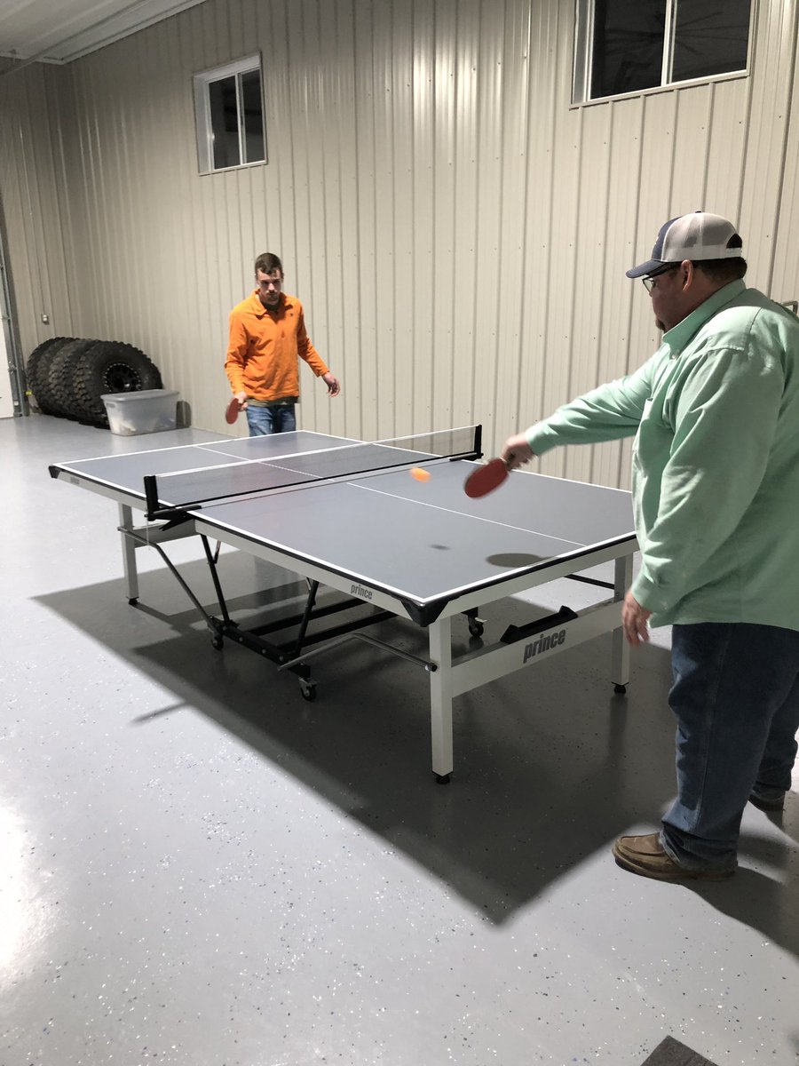 Trying to wear the big guy out but he’s tough!! <a href="/rcramer58/">Ryan Cramer</a> #pingpong