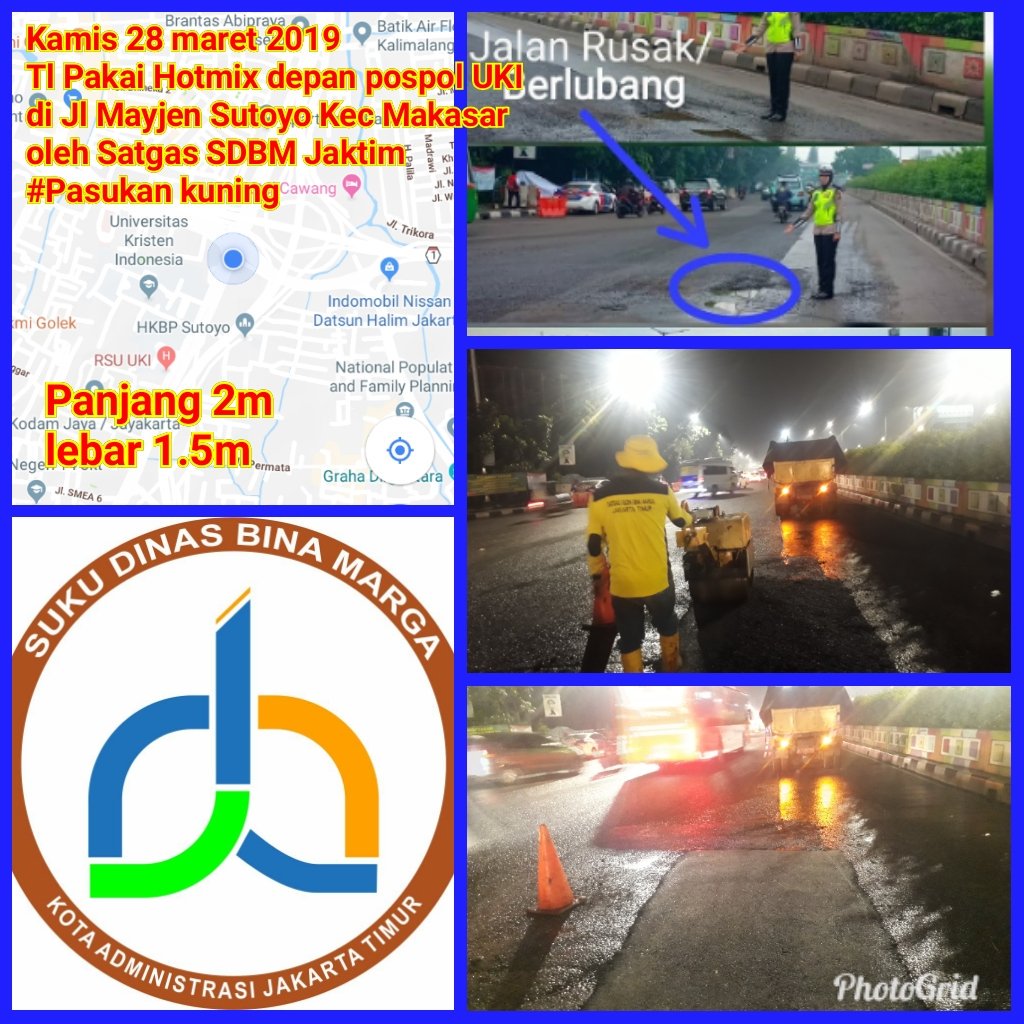 binamargajaktim's tweet photo. Perbaikan jalan rusak oleh Satgas Sudin Bina Marga Jakarta Timur #pasukankuning #timmalam #jakartatimur @polresjaktim @BinaMargaDKI @DKIJakarta @DinasPemel @kominfotik_jt @SubanppekoJT @infoll @RadioElshinta @mnctrijayafm https://t.co/TDX634zlrY