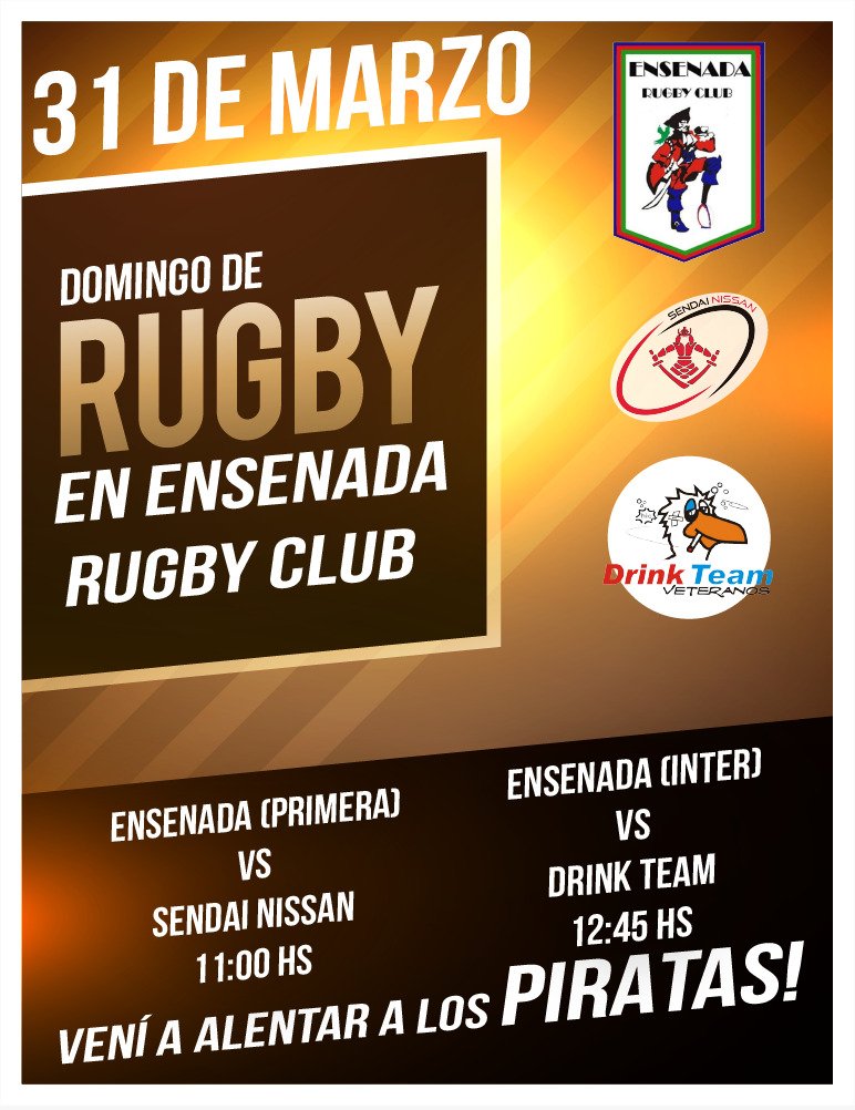 EnsenadaRugby's tweet photo. Éste domingo, el #Pirata realizará su segundo partido de Pretemporada. Para esta ocasión, también habrá encuentro de Intermedia. Los esperamos a partir de las 11hs en 127 y 43 #ERC #VamosPirata https://t.co/dE9cWbzmjM