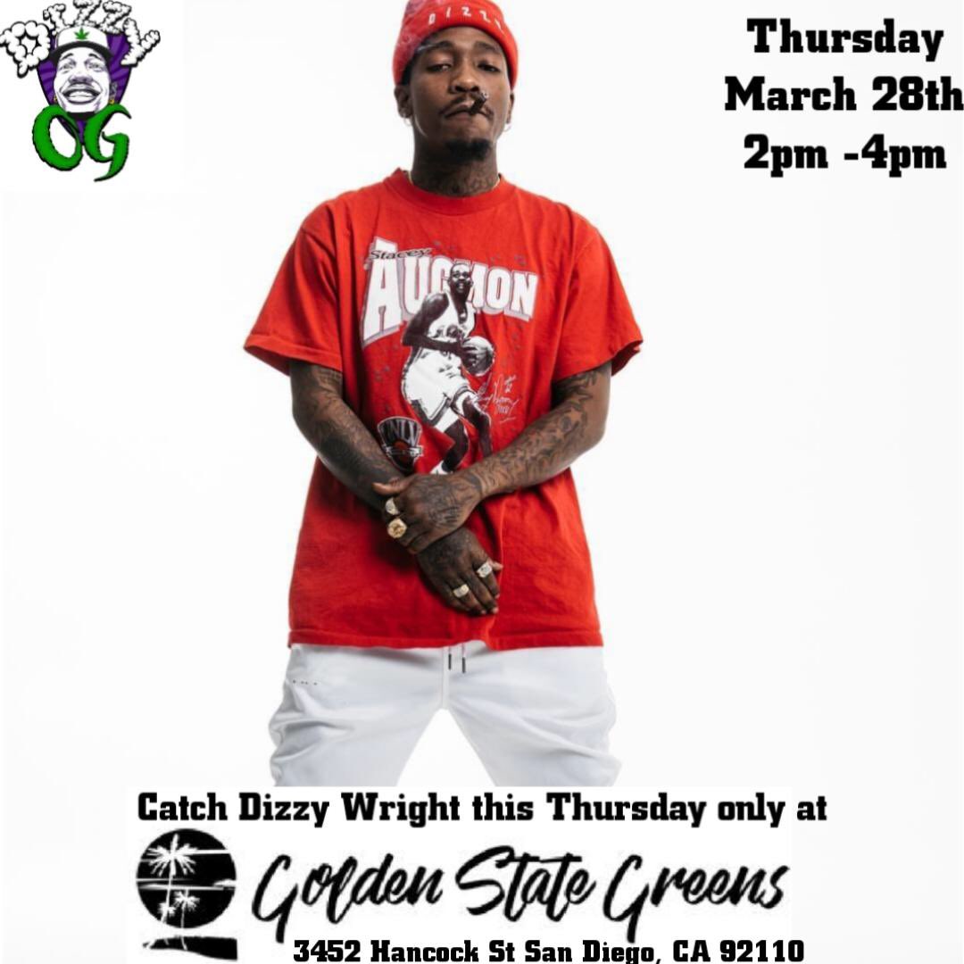 DizzyWright's tweet photo. San Diego !!!! Iβm dropping off some #DizzyOG tomorrow and doing my meet and greet from 2pm - 4pm @gsg420 Pull up and get right. #StillMovin #NCWH https://t.co/3cEeBpJRHb