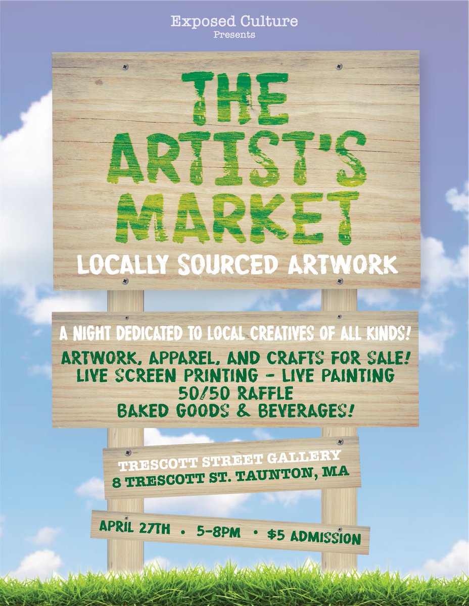 ExposedCulture's tweet photo. Exposed Culture Presents: The Artist’s Market! Join us at the Trescott Street Gallery on April 27th in observing locally sourced artwork from talented South Shore area artists! https://t.co/nPLIYACBjz