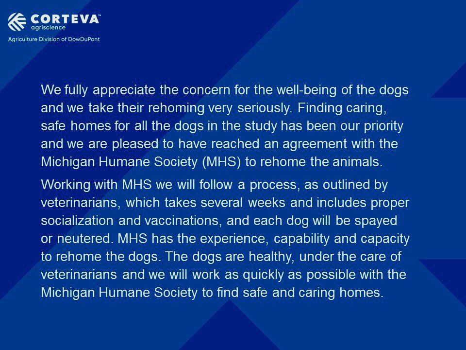 People_Against's tweet photo. @HumaneSociety @corteva @mhumane BREAKING: @corteva @cortevaus @DowChemical is releasing the 36 #beagles to the Michigan Humane Society  @mhumane  Please send any donations to the Michigan Humane Society at:
https://t.co/WDATCdJQD3 https://t.co/11XMoBgE51