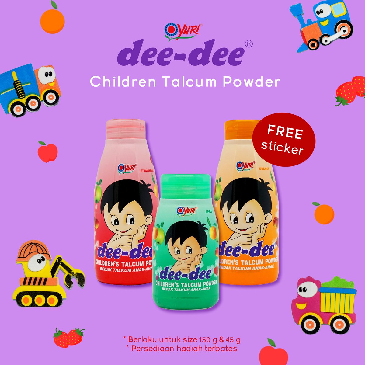 yurihousehold's tweet photo. Kabar baik nih moms, beli Dee-Dee Talcum Powder kini BERHADIAH STIKER mobil-mobilan. Lumayan banget kan moms bisa menghemat biaya untuk beli mainan dan si kecilpun PASTI SENANG ππ
#DeeDee #ProdukYuri #Berhadiah https://t.co/WPwq2YJ4ia