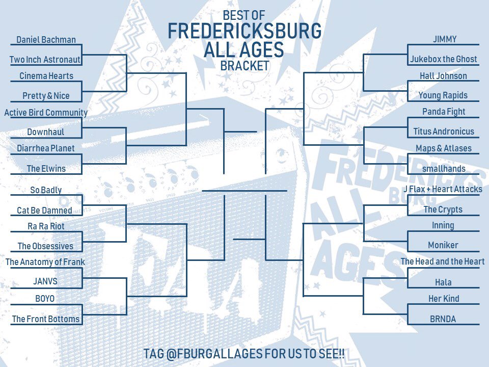Here’s our “Best of FAA” bracket! (Yup, all of these bands have played FAA!!) Fill out your picks and tag us for a chance to win a pair of free tickets to a show of your choice!
