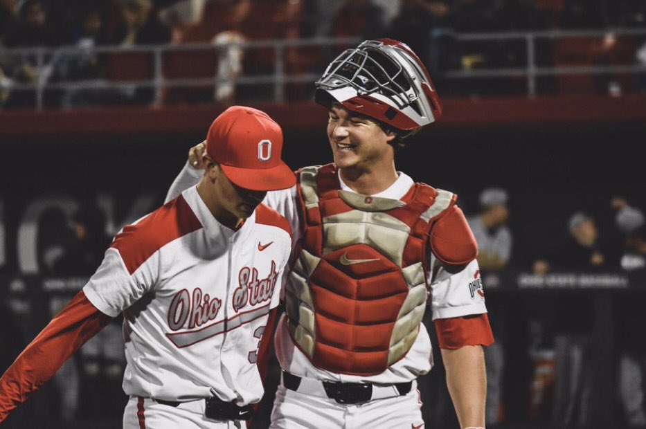 OhioStAthletics's tweet photo. 🐫 Hump Day Recap 👇

The ⚾️ boys brought 💥💣 in midweek win

Men’s 🏒 touched down in Fargo 

🏊‍♂️ Swim &amp; dive opened up NCAAs

Synchro arrived at U.S. Collegiate Nationals ⭐️ 

#GoBucks | https://t.co/He7w8aQLnY https://t.co/XbFrkPg4dt
