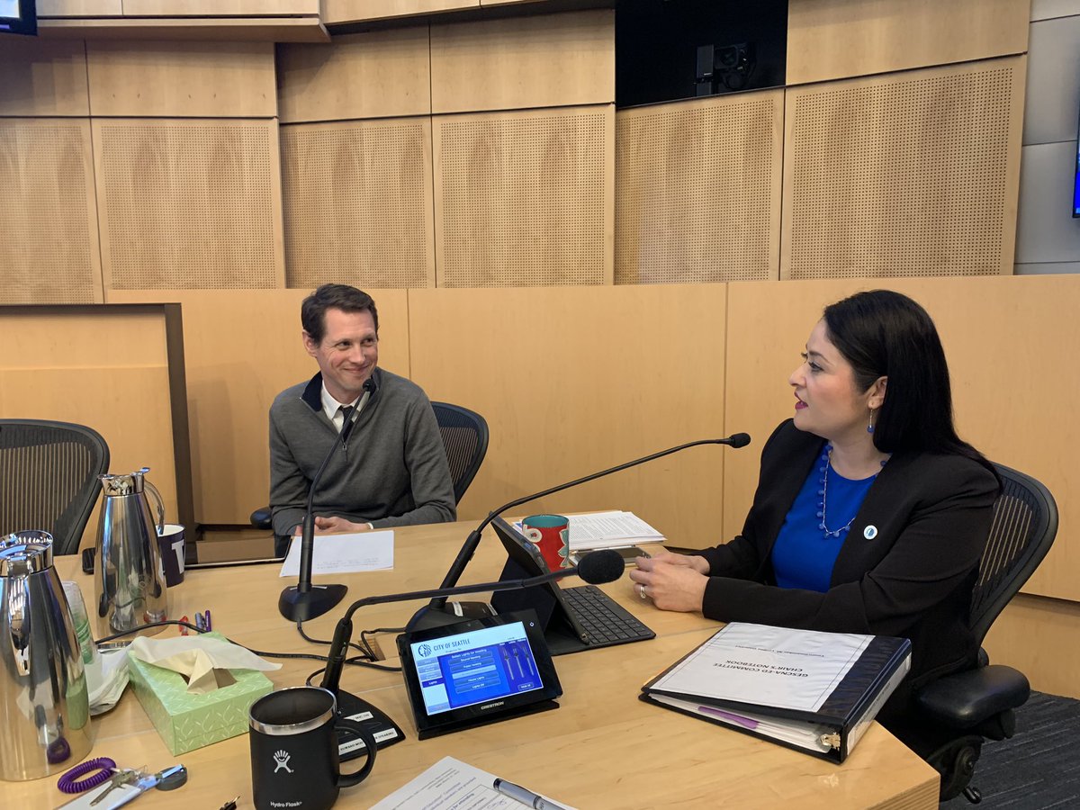 CMLGonzalez's tweet photo. Earlier this morning, @CMRobJohnson joined me at the table for his last Gender Equity, Safe Communities, New Americans and Education committee. Rob - it’s been a pleasure to have served the people of Seattle with you. You will be missed! #RobOnTheJob https://t.co/YhtIaIkbcs