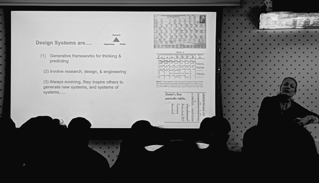 PurpleCuTalk's tweet photo. Design is [elemental]. Learning from the evolution of the periodic table, we can leverage design systems as generative framework for thinking. Provocative talk by @xeeliz. Can't wait to see the literature on Google's research methodologies! https://t.co/KIA1afD4HP