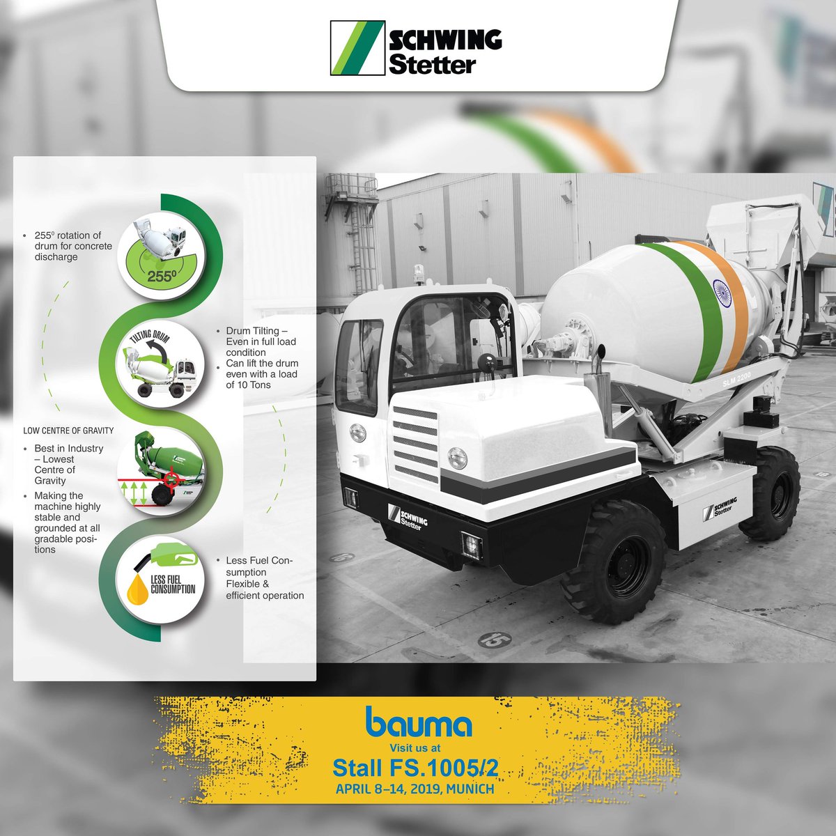 SchwingIndia's tweet photo. SLM 4000 - Some of its special features.
#bauma #baumamunich #bauma2019 #baumagermany #heavymachinery #technology #construction #MadeinIndia #baumaofficial #selfloadingmixer #makeinindia https://t.co/9tMqH4m8xX