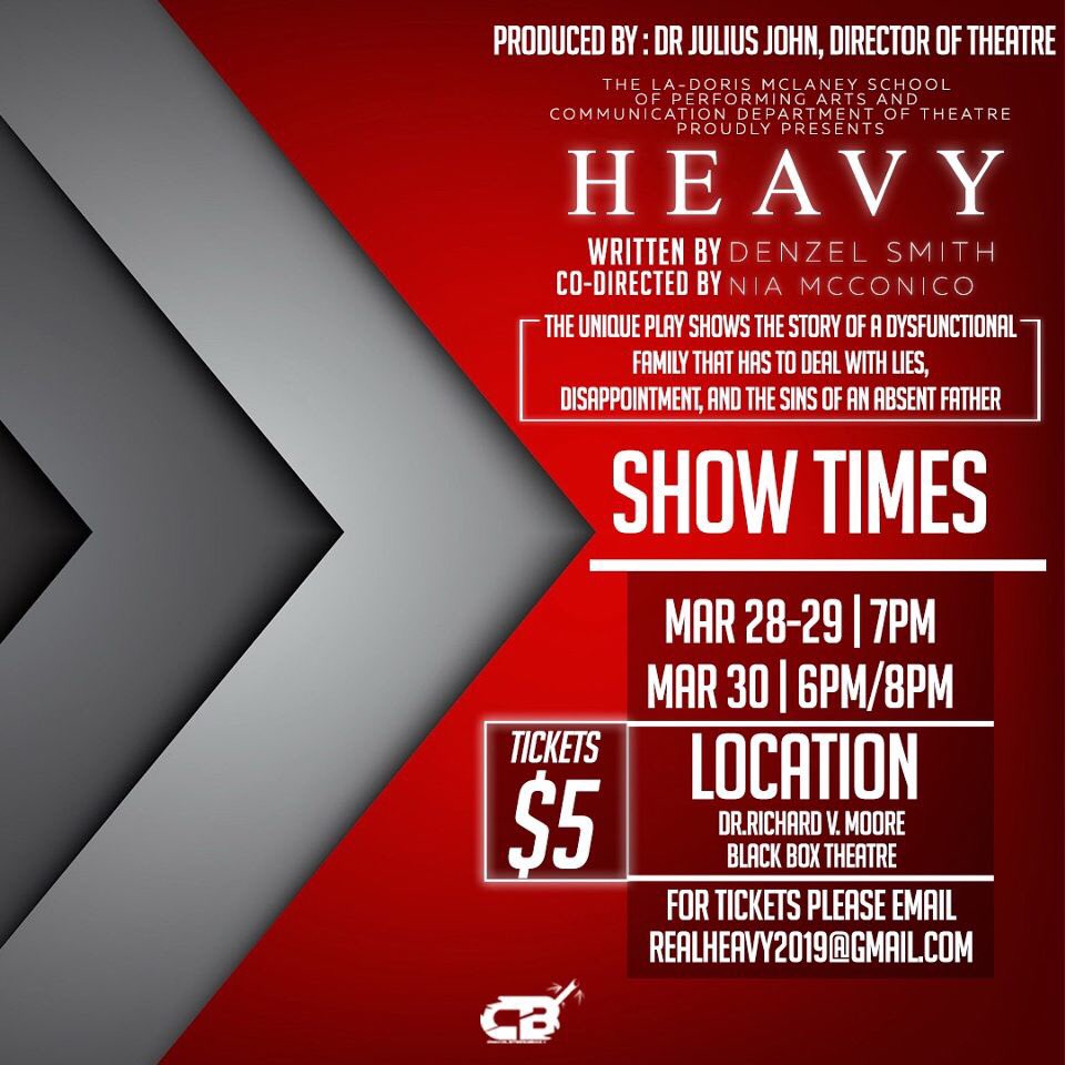 Charismashlyn's tweet photo. We need y’all to come out!!! The Theatre Department has worked sooooooo hard on this production and will love for our school to support us as we showcase this production which was written and co-directed by our fellow Wildcats @Denzel_Success and @QvennNia 
#bcu22 #bcu21 #bcu20 https://t.co/tOh2FTEuOk