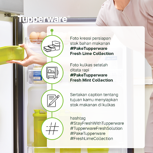 tupperwareID's tweet photo. Ikutan #StayFreshWithTupperware sebelum berakhir ya dan dapatkan hadiah menariknya! Baca ketentuannya di sini https://t.co/to42xgz2zk
#StayFreshWithTupperware #FreshLimeCollection #PakeTupperware #TupperwareFreshSolution https://t.co/81MmMPteli