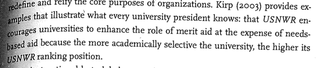 ThEthicsMan's tweet photo. Pusser and Marginson (2012) on the power of higher education ranking systems and their often overlooked effects. #VTOrgTheory https://t.co/XvtURAvuqO