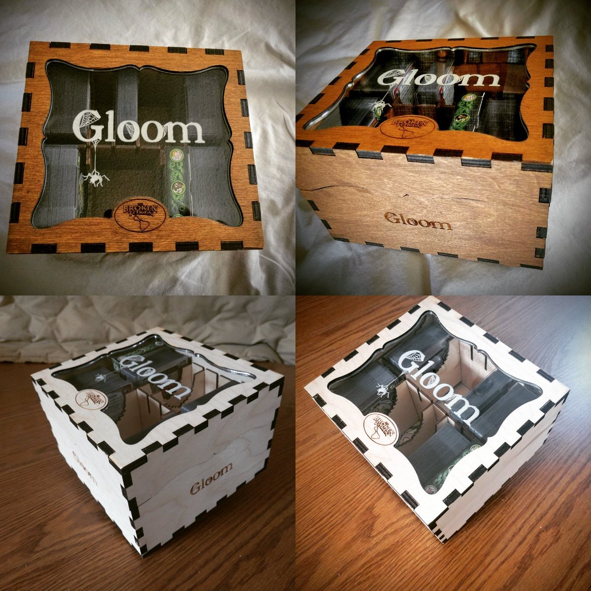 Before and after staining my Gloom Tomb by @tbt_gaming.

#Gloom #brokentoken #gamenight #boardgames #boardgamesthattellstories #kidsfavorite #cardgame #bgg #boardgame