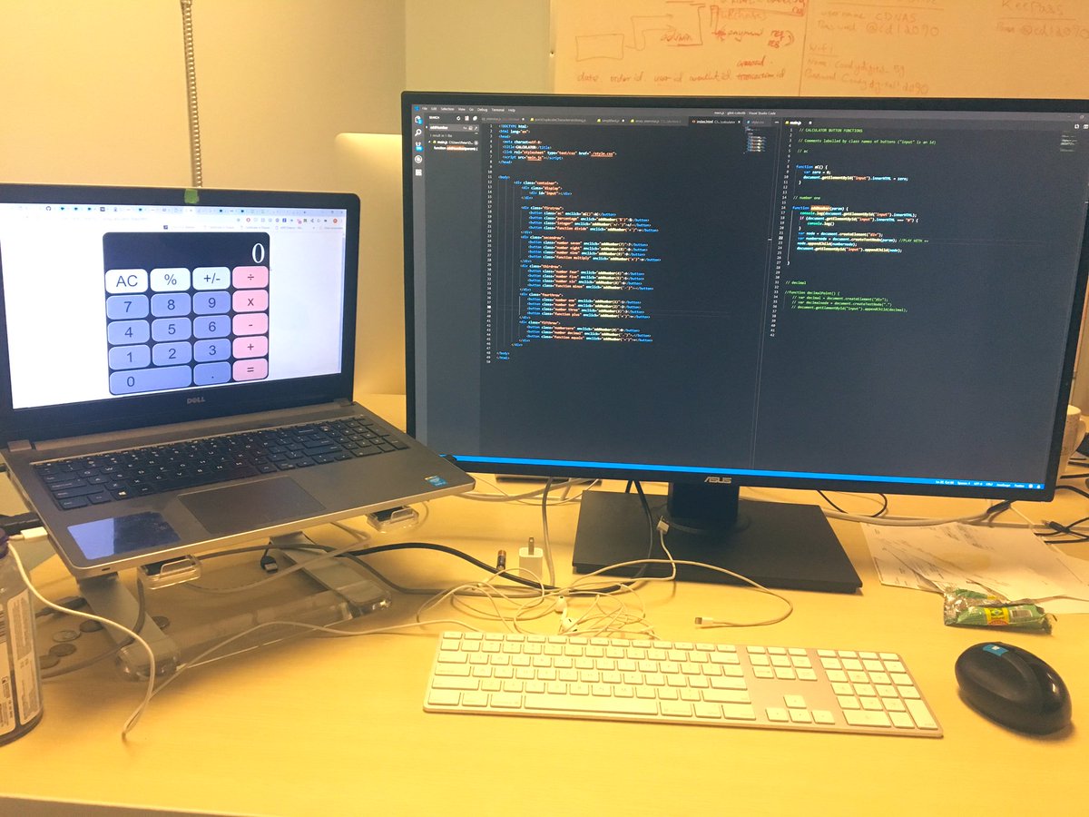 petePrograms's tweet image. Finished styling my vanilla JS calculator today and managed to get all the buttons to display when clicked.
Tomorrow’s goal:
- complete a function when combining operators with constants.
#calculator #programming #JavaScript