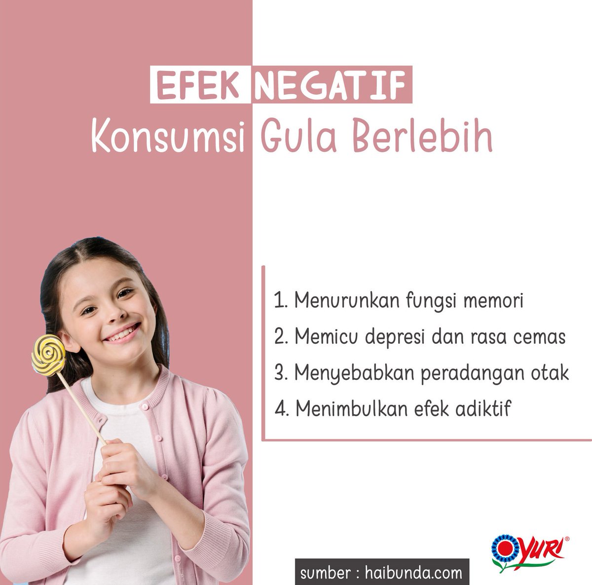 deedeechildren's tweet photo. Siapa yang gak suka gula? apalagi anak-anak yah moms, hobi bangeet. Meskipun penting untuk perkembangan otak anak, namun kelebihan konsumsi gula mampu memberikan efek negatif pada anak, bahkan tidak hanya DIABETES moms 🍦🍭🍬🍫

#InfoYuri #KonsumsiGula #Kesehatan https://t.co/d1XuGFErme