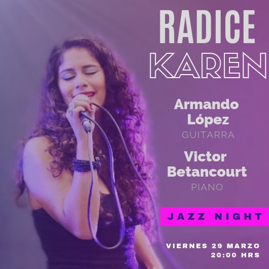 SoyKarenOficial's tweet photo. Viernes de #Jazz en @radicebistro #NoCover
#JazzTrio #JazzCovers #JazzStandards #JazzSongs #Boleros #BoleroJazz #JazzSinger #Singer #Cantante #CantanteMexicana #Mexicana #CurlyGirl #JazzDF #JazzCDMX #Narvarte #Narvarteando #NarvartePoniente #ColoniaNarvarte #LaNarvarte #CDMX https://t.co/3RN0bNZQ8W