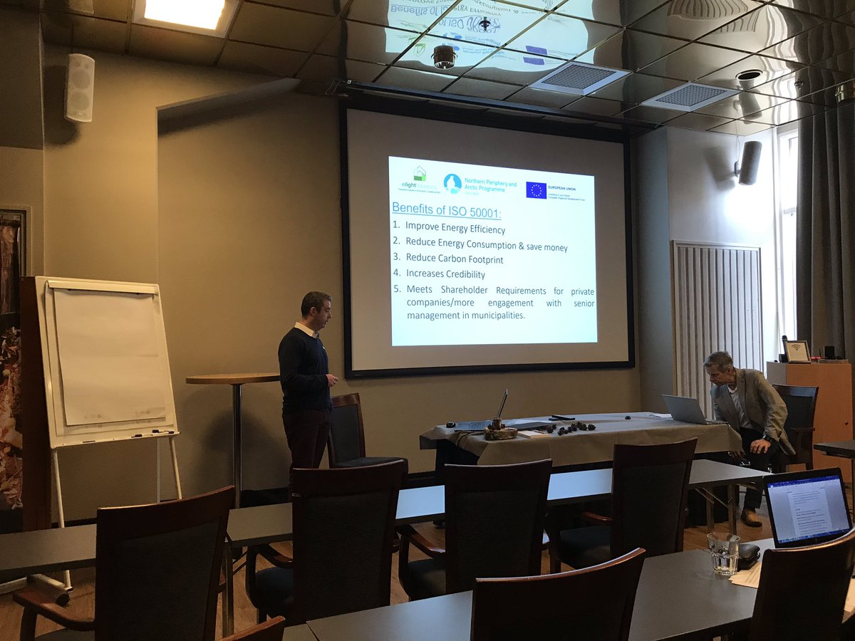 EU_eLighthouse's tweet photo. Ciaran Galvin, @Corkcoco, is now discussing energy efficiency organisational management, particularly ISO 50001 certification 💡
@Corkcoco has been ISO 50001 accredited since 2016 👌
#elighthouse #elighthouseOulu #energyefficiency https://t.co/yr6rcxwNGb
