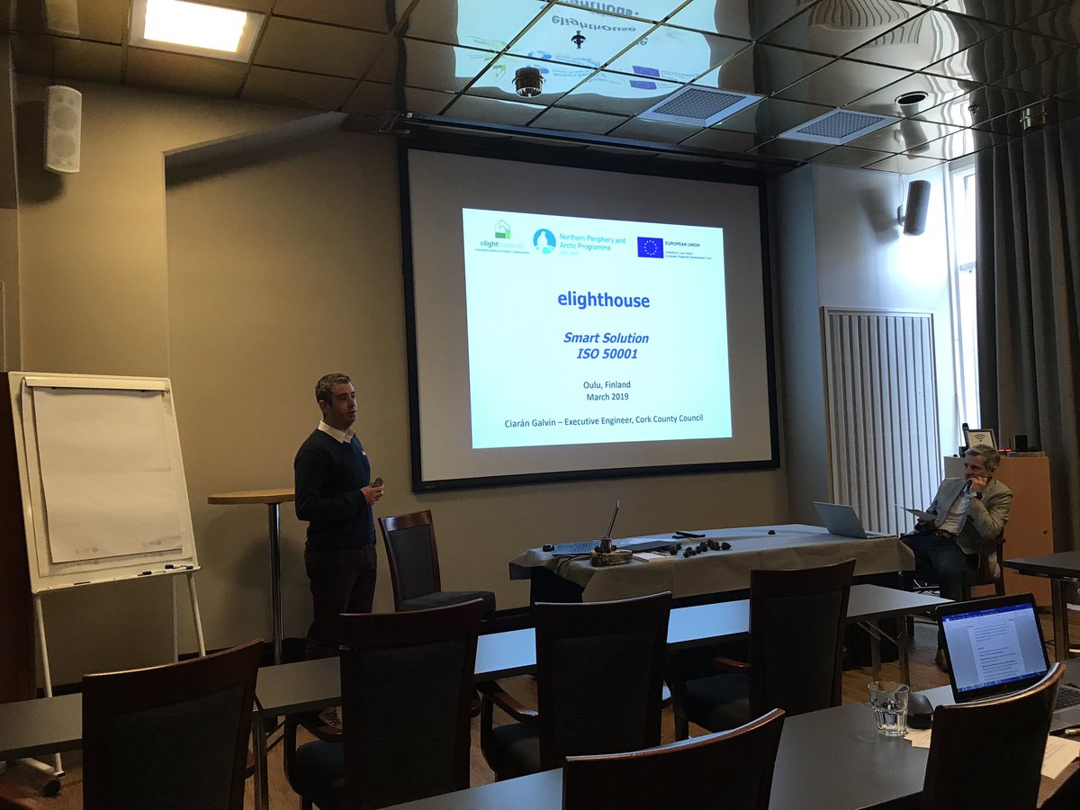 EU_eLighthouse's tweet photo. Ciaran Galvin, @Corkcoco, is now discussing energy efficiency organisational management, particularly ISO 50001 certification 💡
@Corkcoco has been ISO 50001 accredited since 2016 👌
#elighthouse #elighthouseOulu #energyefficiency https://t.co/yr6rcxwNGb